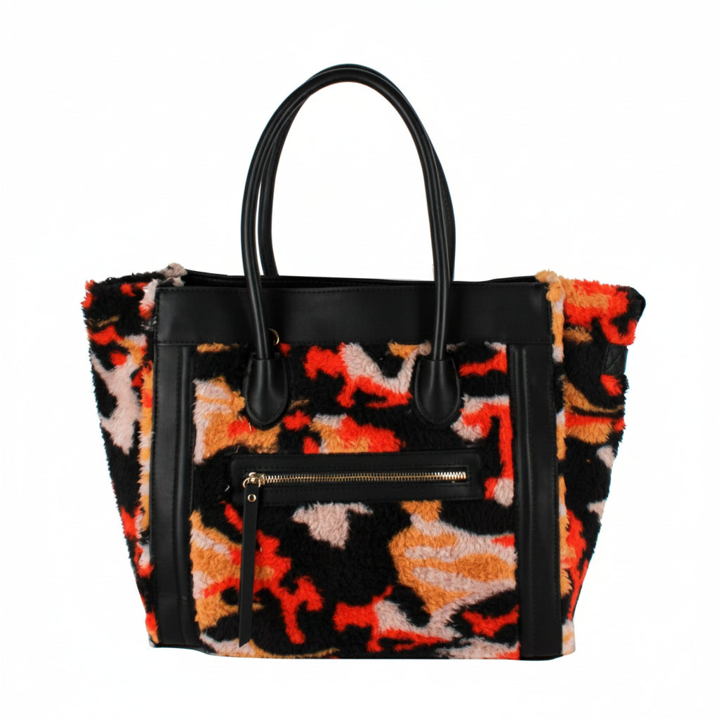 HB25- Faux Fur Camo Hand Bag