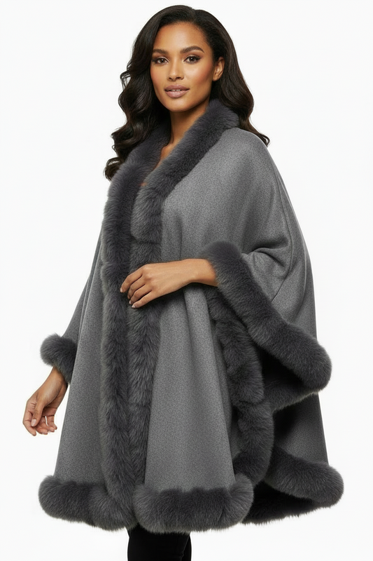 P220-Faux Fur Shawl Cape