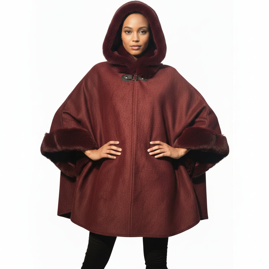 FS1334 Hooded Faux Fur Shawl