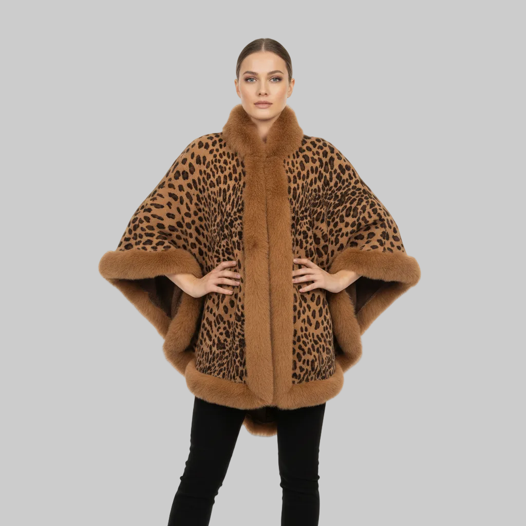 P335 Leopard Shawl Cape