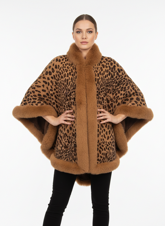 P335- Leopard Shawl Cape