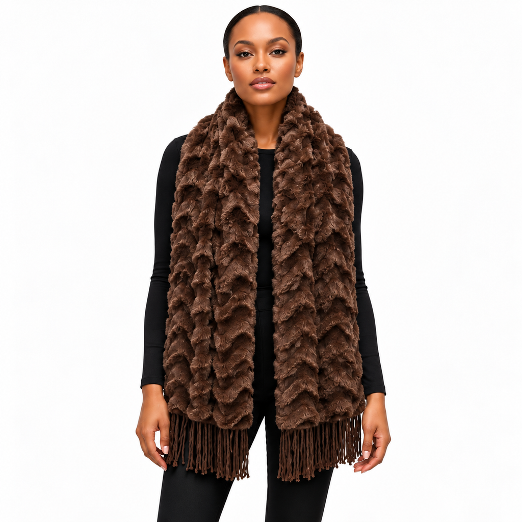 FFS10-Chevron Faux Fur Scarf