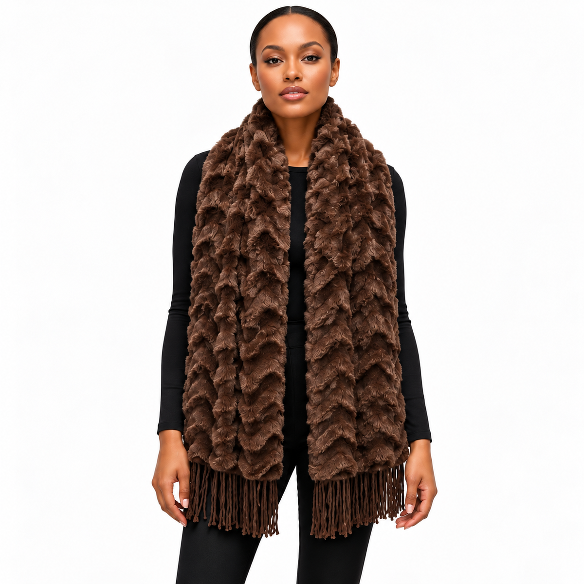 FFS10-Chevron Faux Fur Scarf