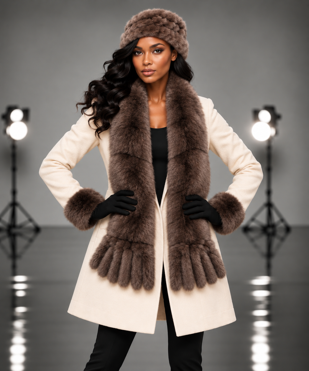 HS4500 Faux Fur Hat & Scarf Set