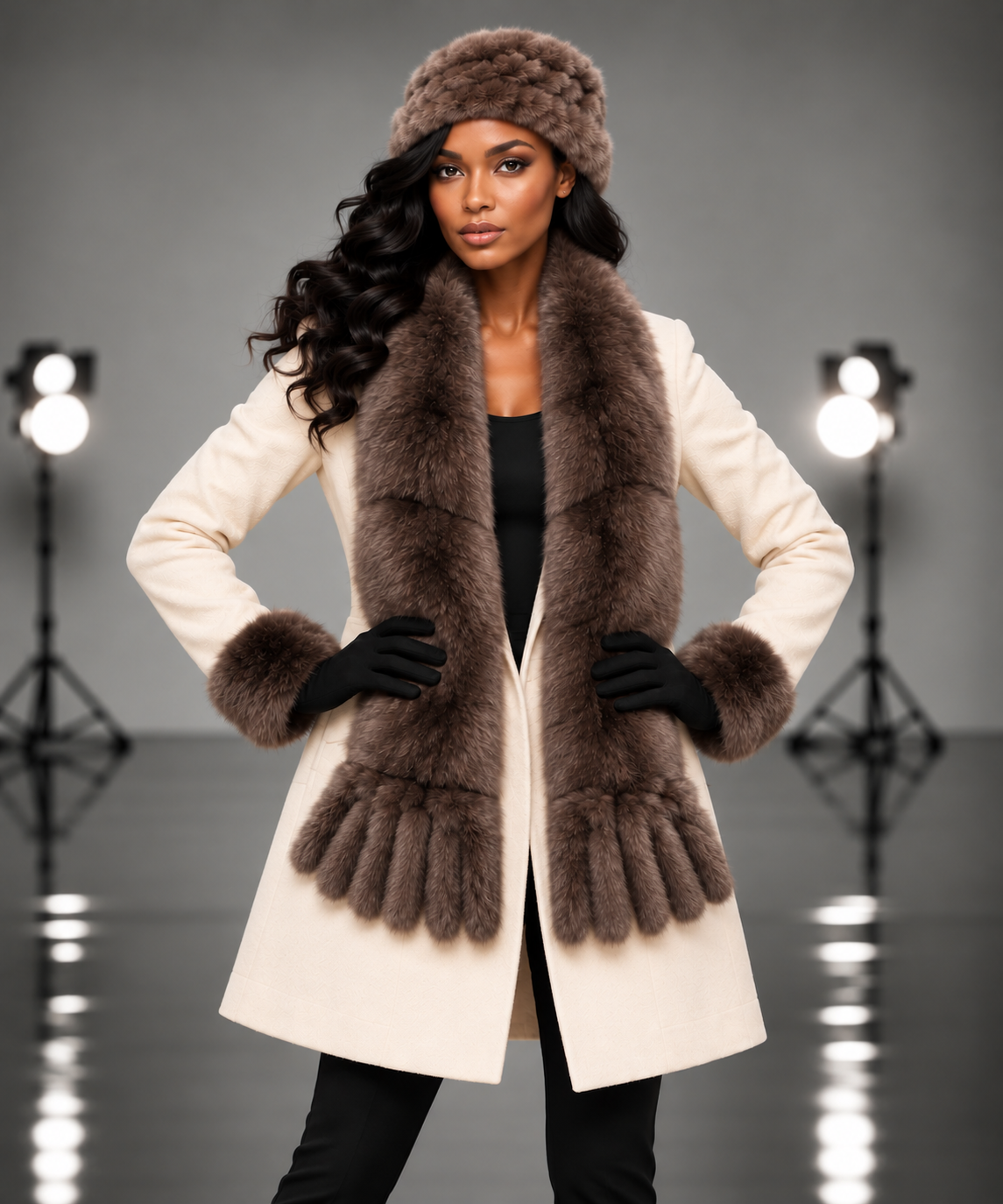 HS4500 Faux Fur Hat & Scarf Set