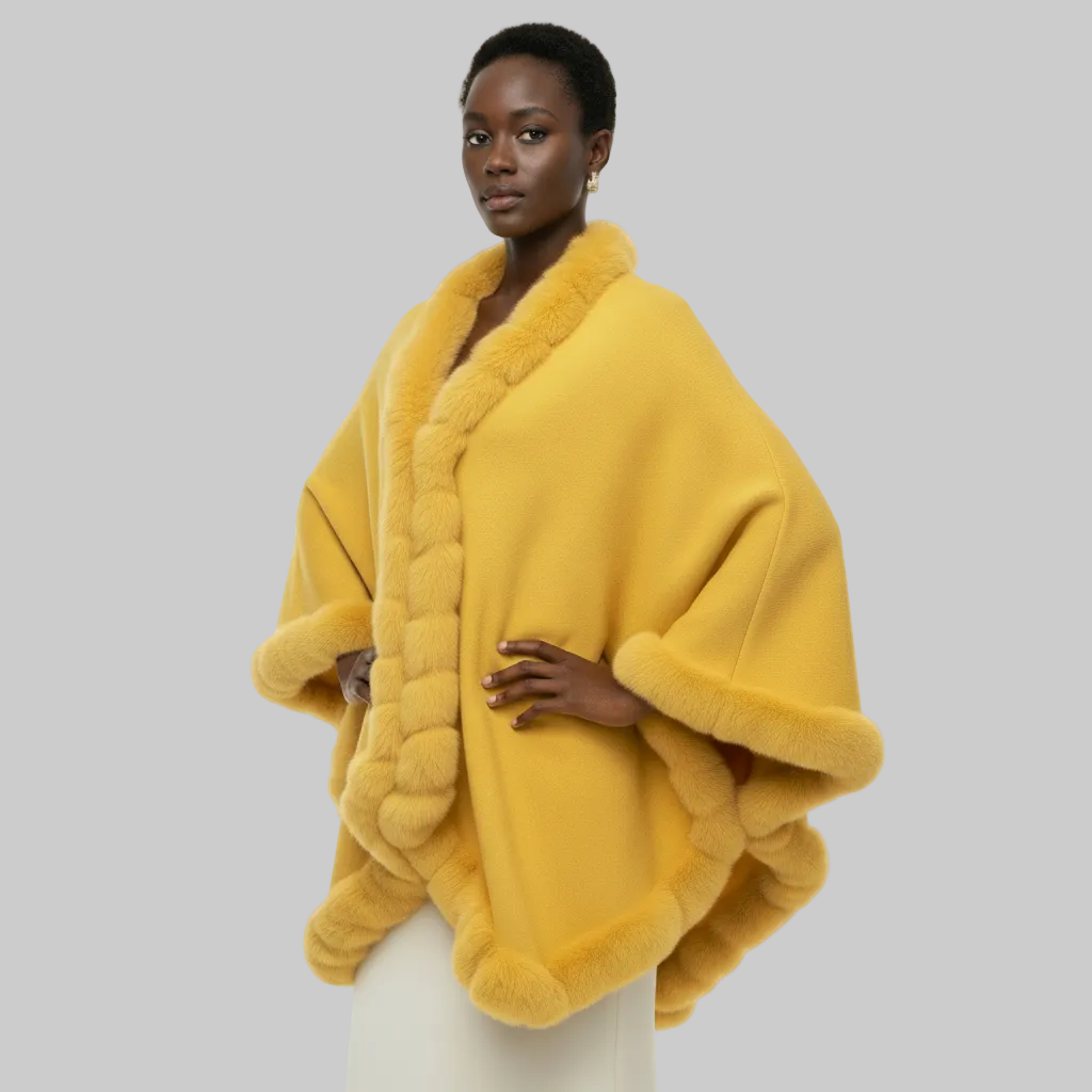 P220 Faux Fur Shawl Cape