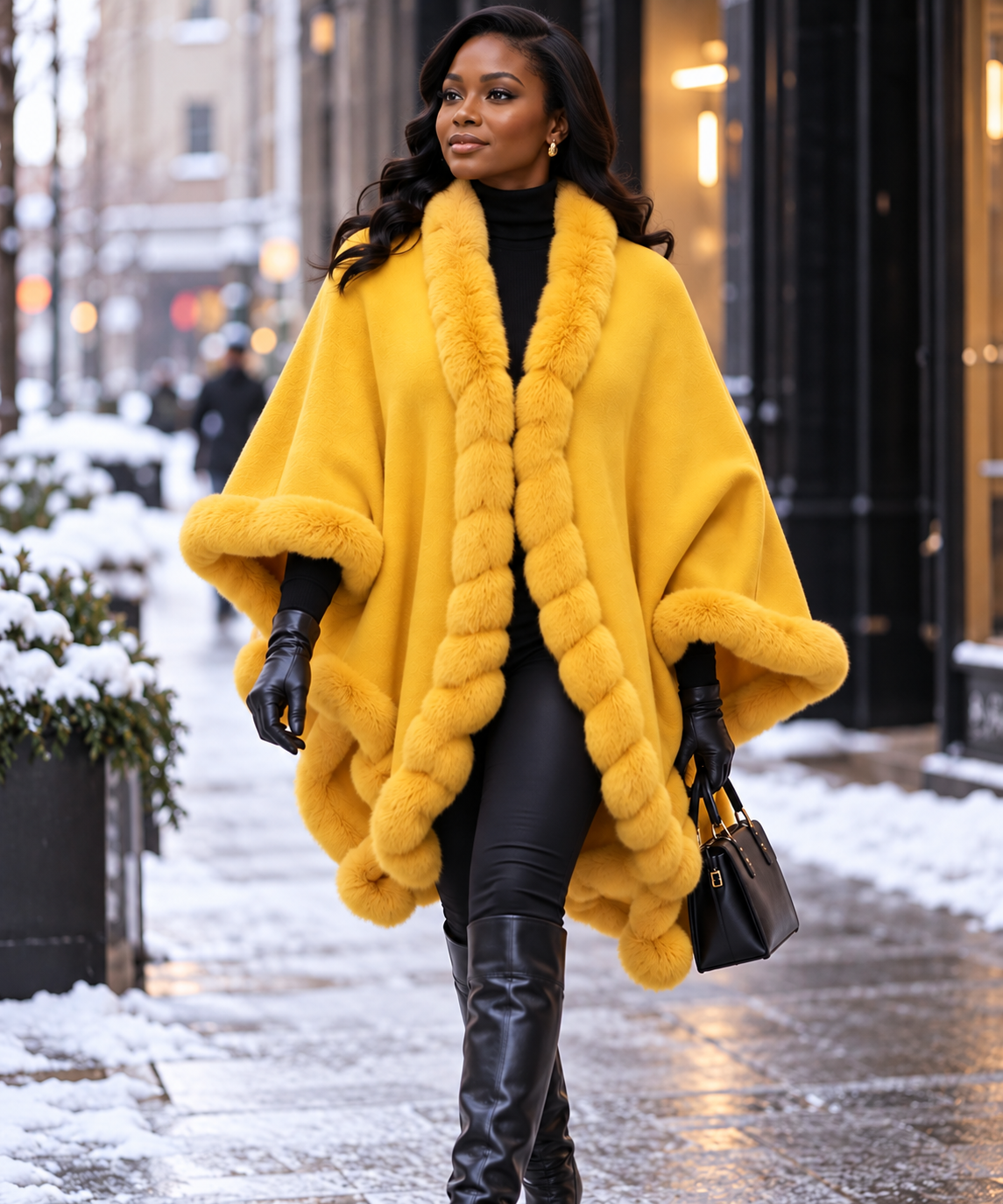 P220 Faux Fur Shawl Cape