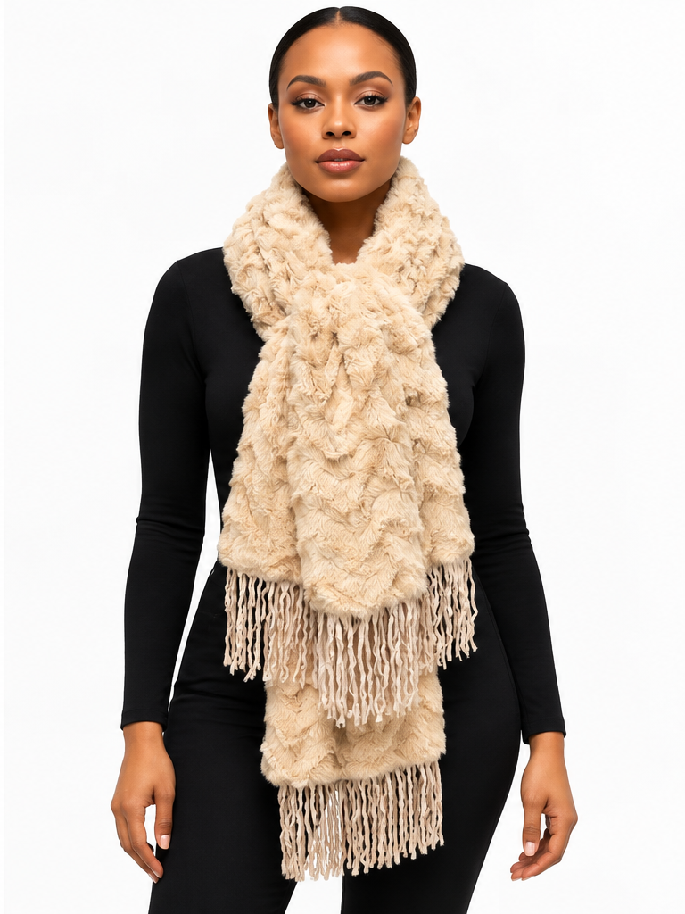 FFS10-Chevron Faux Fur Scarf