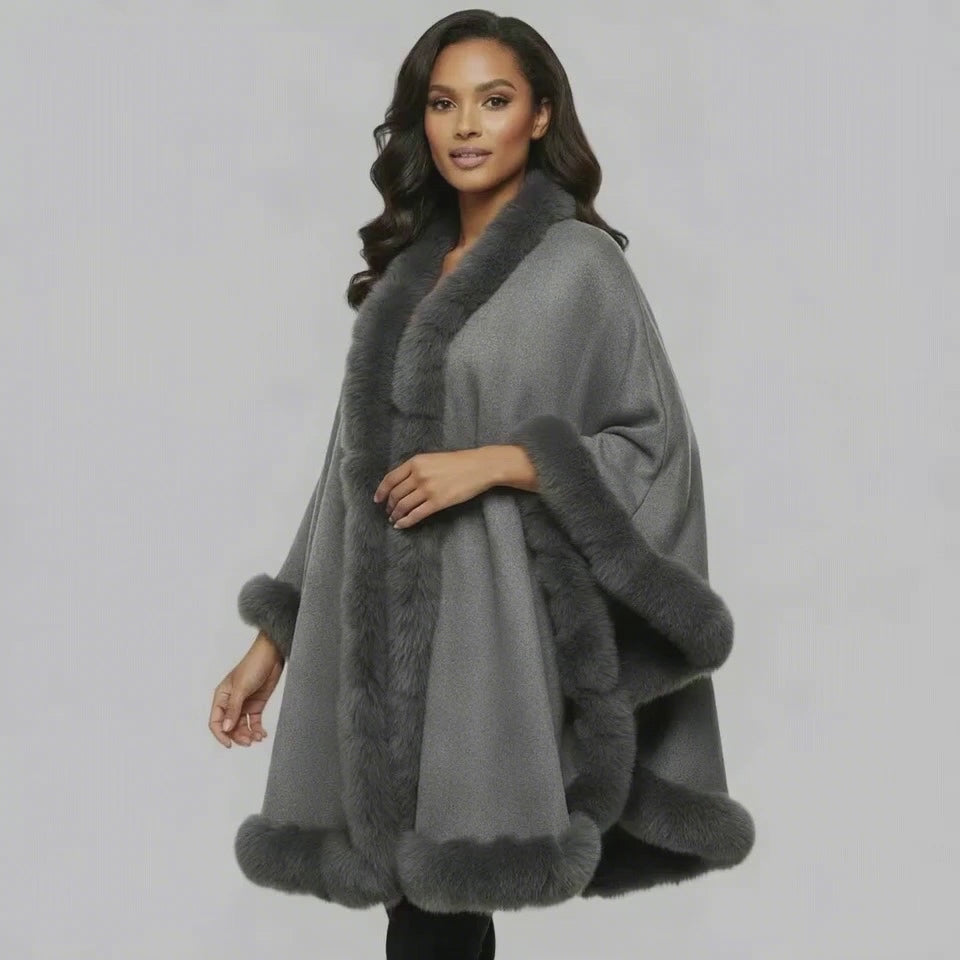 P220 Faux Fur Shawl Cape