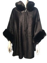 Load image into Gallery viewer, Hooded Faux Fur Shawl Poncho
