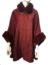 Load image into Gallery viewer, Hooded Faux Fur Shawl Poncho